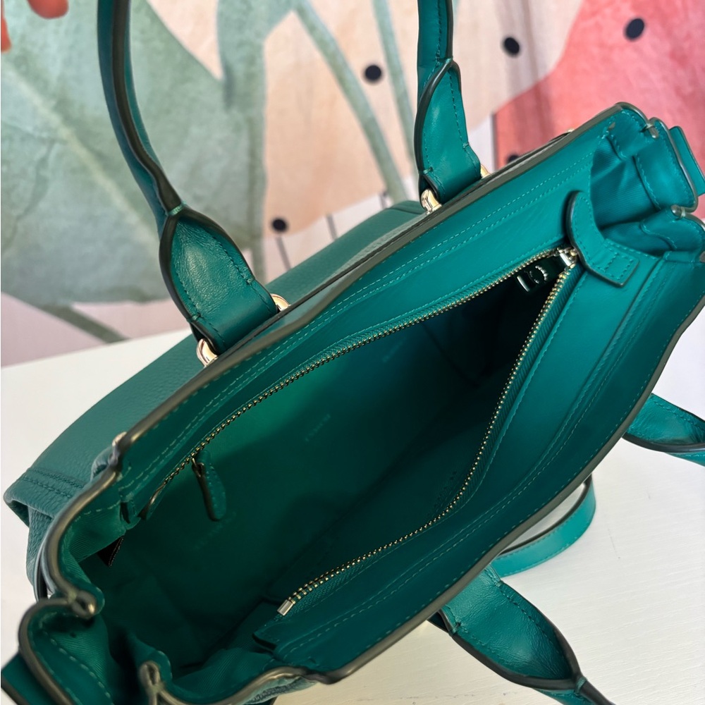 New Coach Teal Leather Satchel - Picture 5 of 7